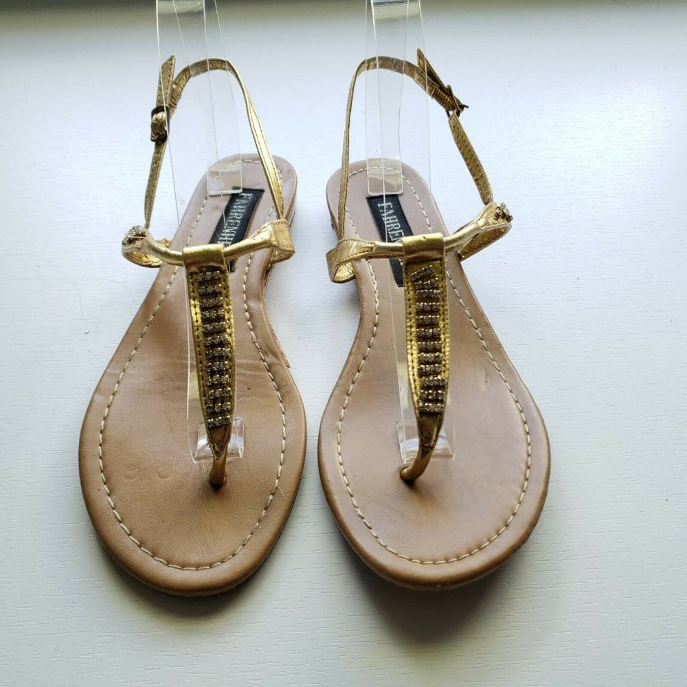 Fahrenheit Metalic Gold Sandals w/ Rhinestones - Picture 5 of 10